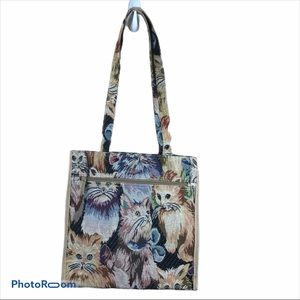Jade Cat Print Tapestry Style Bag Tote